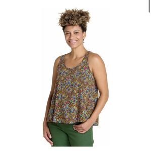 NWT Toad&Co Sunkissed Flowy Tank Size Large Micro Floral Print Black Multi Color